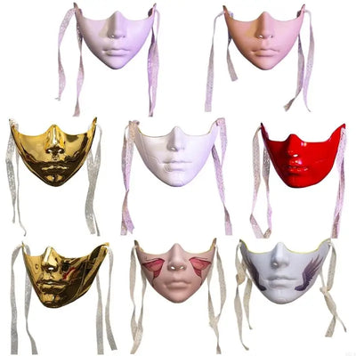 Masquerade Mask Beauty Mask Mechanical Half Face Mask Party Mask Halloween Cosplay Mask for Women Men Aesthetics Mask