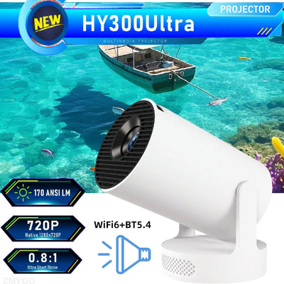 HY300 Ultra Smart Projector Movie Android 11 WiFi 6 BT 5.4 Soundbase Speaker Home Theater Movie 2025 New 4K Portable Projector
