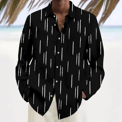 Hawaiian Button Up Shirts Stripes Printed Abstract Graphics Full Sleeve Streetwear Breathable Casual Men Dress Shirt Clothing