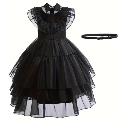 2025 Halloween Horror Children Cosplay Wen. Princess  Add. Black Dress ATF Family Casual Cute Dress For Holiday Party Set