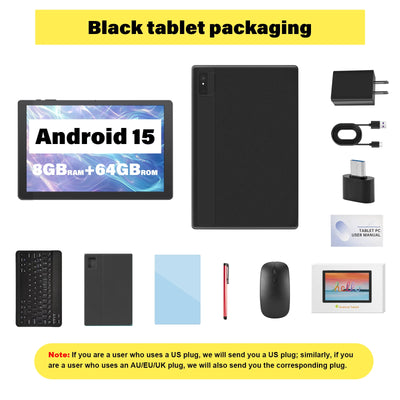 ANRY 10.1 Inch Tablet Octa-core Android 15 8GB(4+4 Expand) RAM+64GB ROM 5000Mah IPS Display A523 Dual Camera 5G Wifi 6 Tablet