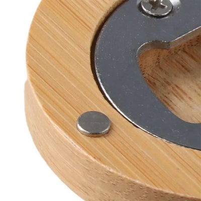 30Pcs Round Natural Bamboo Beer Bottle Opener Creative Cocktail Drinks Openers With Magnetic Fridge Magnet Kitchen Accessories