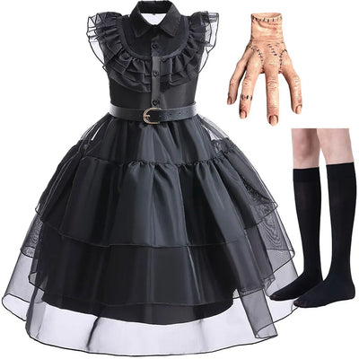 2025 Halloween Horror Children Cosplay Wen. Princess  Add. Black Dress ATF Family Casual Cute Dress For Holiday Party Set
