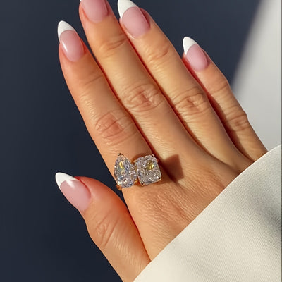 Luxury Geometric Square Zircon Shape Open Ring Unique Hand Jewelry For Women