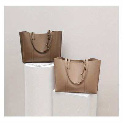 Preppy leather shoulder bag women, stylish cowhide crossbody bag, light luxury commuter Tote bag