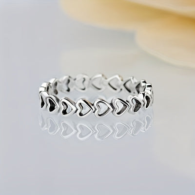 Elegant Heart-Shaped Stainless Steel Ring - Unisex Design, Perfect Gift for All Occasions