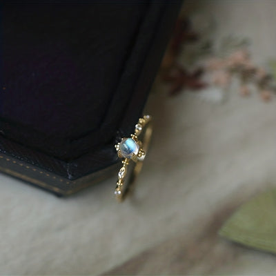 Delicate Moonstone Dainty Finger Ring - Statement Jewelry for Women with 925 Sterling Silver, Elegant Design, and Sparkling Gemstone Accent - Perfect for Everyday Wear or as a Gift
