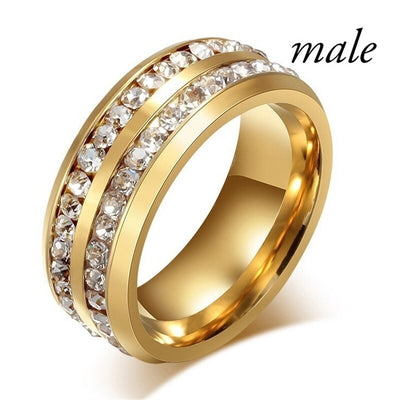 Fashionable Casual Romantic Stainless Steel Double-row Imitation Zirconia Ring For Women