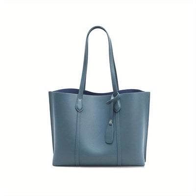 Preppy leather shoulder bag women, stylish cowhide crossbody bag, light luxury commuter Tote bag