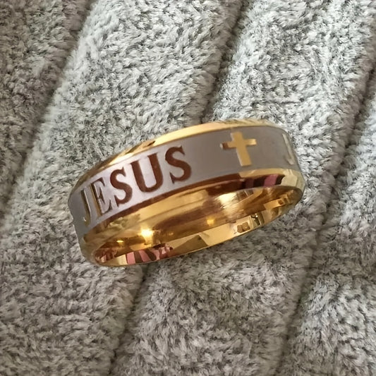 1pc Men's Stainless Steel Cross Ring