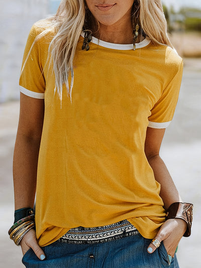 Loose Crew Neck T-shirt, Casual Simple Short Sleeve Summer T-Shirts Tops, Women's Clothing