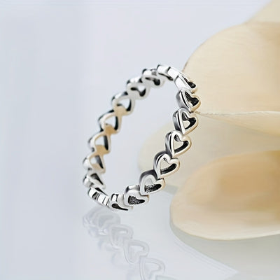 Elegant Heart-Shaped Stainless Steel Ring - Unisex Design, Perfect Gift for All Occasions