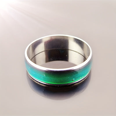 Stainless Steel Mood Ring with Temperature-Sensitive Color For Men / Women Changing Resin - Fashionable Jewelry Gift