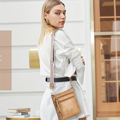 Stylish Geometric Shoulder Bag - Women Handbags & Wallets - Retro Simple Design, Multifunctional Crossbody Bag with Wide Strap for Mobile Phone, Perfect for Daily Use and Travel