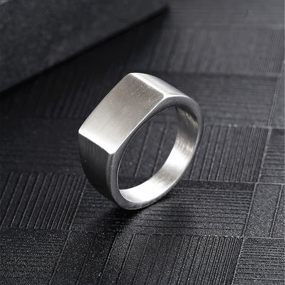 Simple Men's Stainless Steel Square Ring