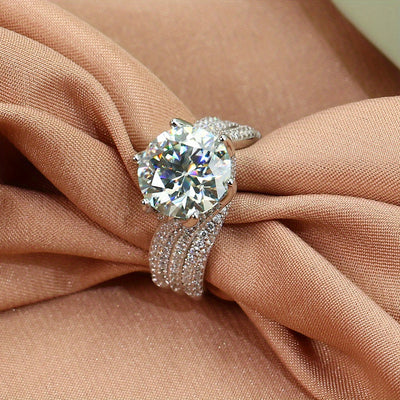 3ct/5ct Moissanite 925 Sterling Silver Inlaid Luxurious Ring for Engagement, Wedding, Evening Party, and Official Occasions For Women