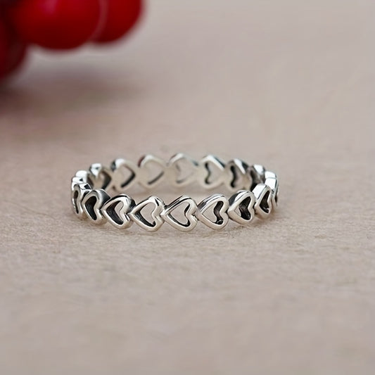 Elegant Heart-Shaped Stainless Steel Ring - Unisex Design, Perfect Gift for All Occasions