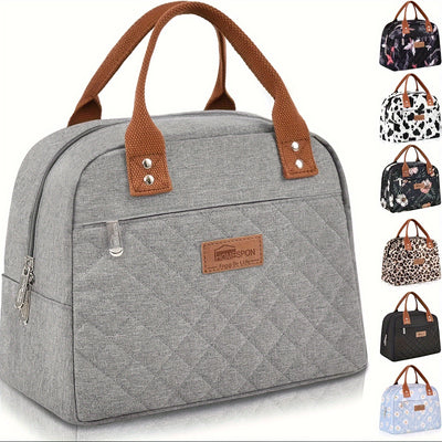 Reusable Leak Proof Insulated Cooler Lunch Bag Women With Front Pocket & Double Zippers Closure For Adults, Students And Travelers, Perfect For School Office Picnic - Flower & Cow Print Pattern, Easter Gift Idea, Kitchen Stor