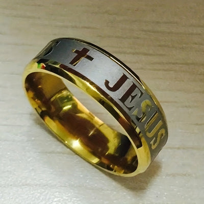 1pc Men's Stainless Steel Cross Ring