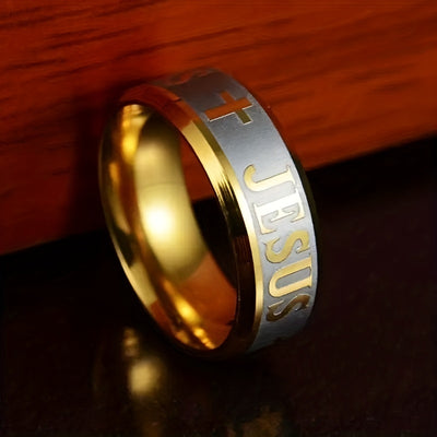 1pc Men's Stainless Steel Cross Ring