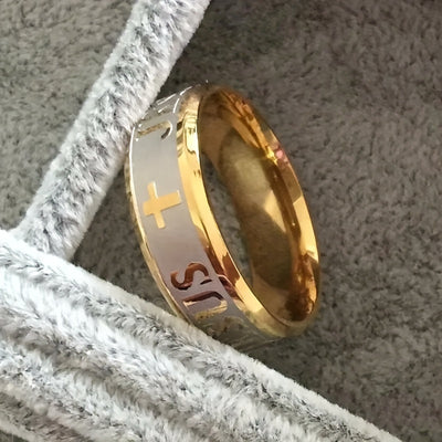 1pc Men's Stainless Steel Cross Ring