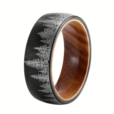 1pc 8mm-wide Tungsten Steel Ring, Men's Trendy Band, Exquisite Men's Accessory Jewelry Ornament For Daily Wear For Banquet Party Holiday Birthday Anniversary Gift