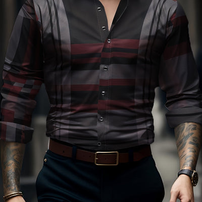 [Long Sleeve Simple Lapel Shirt] Fashionable And Simple Men's Long Sleeve Casual Lapel Simple Shirt, Trendy And Versatile, Suitable For Dates, For Formal Social Occasions And Appointments, For Summer Spring Fall