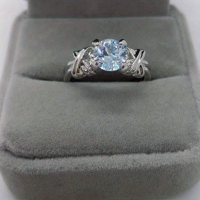 Interwoven Floral Pattern Ring With Golden-plated White Zirconia And Synthetic Gemstones Jewelry From Europe And America