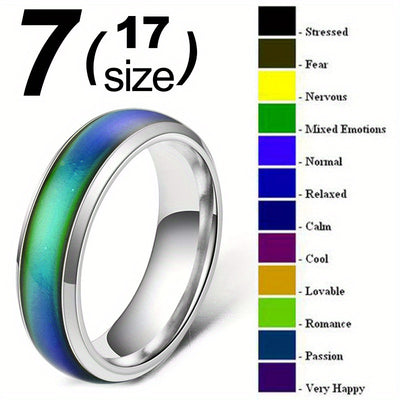 Stainless Steel Mood Ring with Temperature-Sensitive Color For Men / Women Changing Resin - Fashionable Jewelry Gift