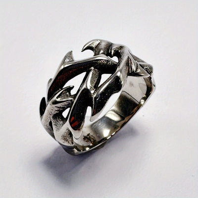 1pc Stainless Steel Ring, Casual Trendy Single Ring For Men