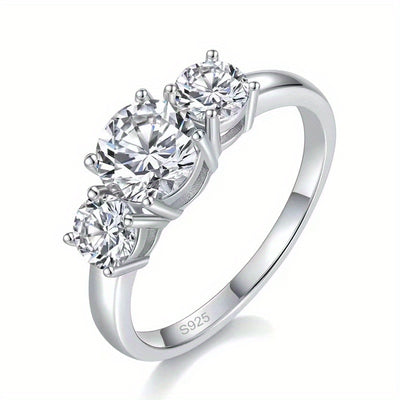 1pc 2-4 Carat Real Moissanite 925 Sterling Silver Ring, Wedding Proposal Confession Birthday Anniversary Jewelry Gift