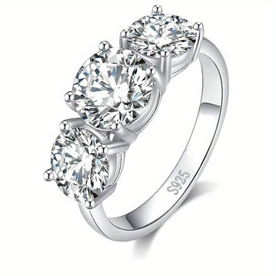 1pc 2-4 Carat Real Moissanite 925 Sterling Silver Ring, Wedding Proposal Confession Birthday Anniversary Jewelry Gift