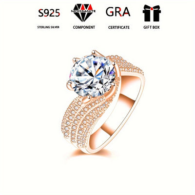 3ct/5ct Moissanite 925 Sterling Silver Inlaid Luxurious Ring for Engagement, Wedding, Evening Party, and Official Occasions For Women