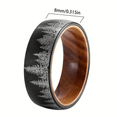 1pc 8mm-wide Tungsten Steel Ring, Men's Trendy Band, Exquisite Men's Accessory Jewelry Ornament For Daily Wear For Banquet Party Holiday Birthday Anniversary Gift