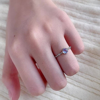Delicate Moonstone Dainty Finger Ring - Statement Jewelry for Women with 925 Sterling Silver, Elegant Design, and Sparkling Gemstone Accent - Perfect for Everyday Wear or as a Gift