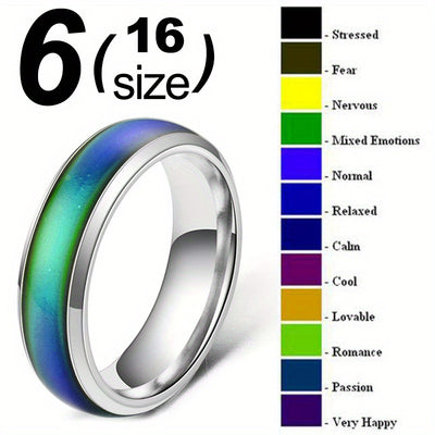 Stainless Steel Mood Ring with Temperature-Sensitive Color For Men / Women Changing Resin - Fashionable Jewelry Gift