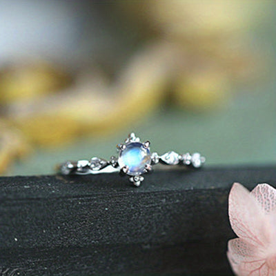Delicate Moonstone Dainty Finger Ring - Statement Jewelry for Women with 925 Sterling Silver, Elegant Design, and Sparkling Gemstone Accent - Perfect for Everyday Wear or as a Gift