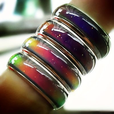 Stainless Steel Mood Ring with Temperature-Sensitive Color For Men / Women Changing Resin - Fashionable Jewelry Gift