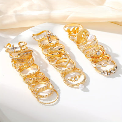 Personality Exaggerated Joint Ring Set Inlaid Shiny Rhinestone Cross Devil's Eye Etc Shape Finger Ring Set For Women