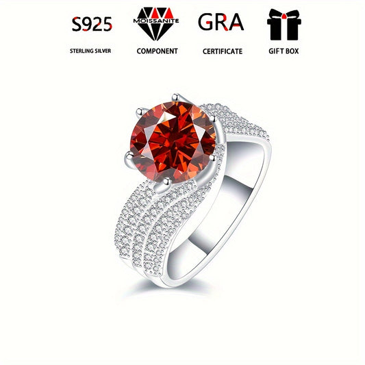 3ct/5ct Moissanite 925 Sterling Silver Inlaid Luxurious Ring for Engagement, Wedding, Evening Party, and Official Occasions For Women